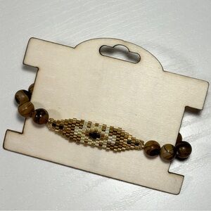 Handmade natural gemstone and seed beads bracelet